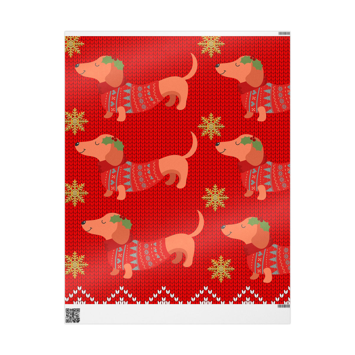 Christmas Dachshund Wrapping Paper – Red Holiday Dog Print