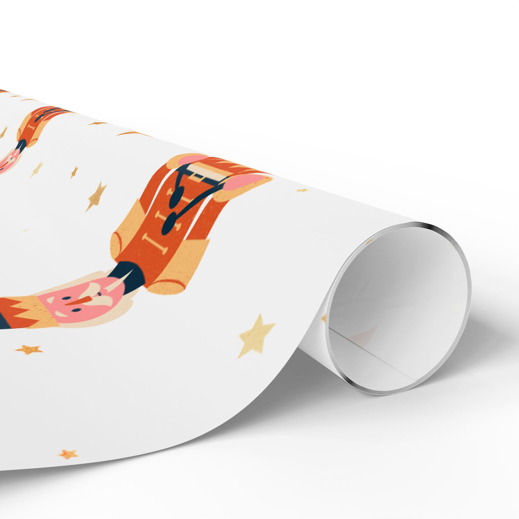 Nutcracker Pattern Wrapping Paper — Festive Holiday Gift Wrap with Gold Stars