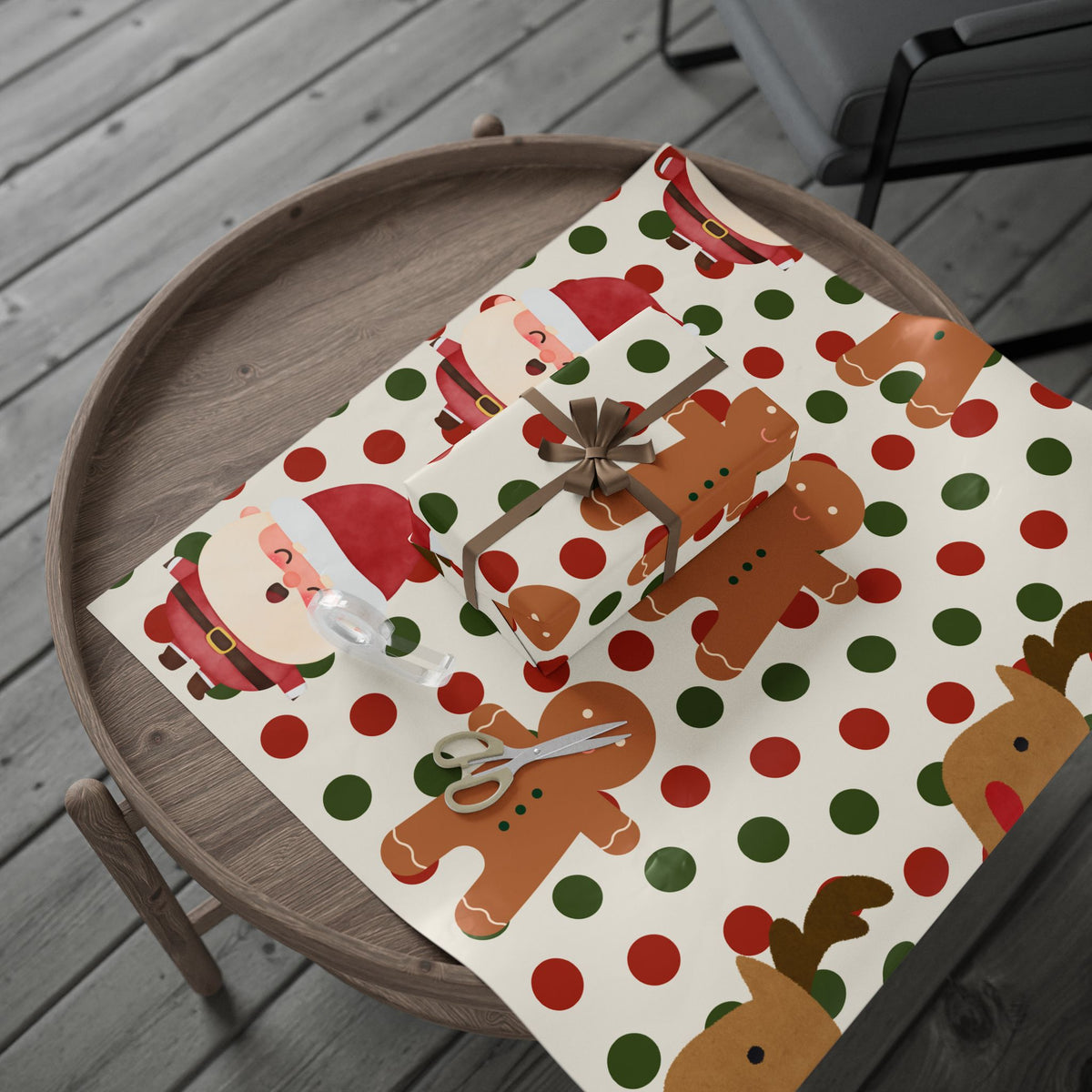 Santa Gingerbread Man & Reindeer Wrapping Papers
