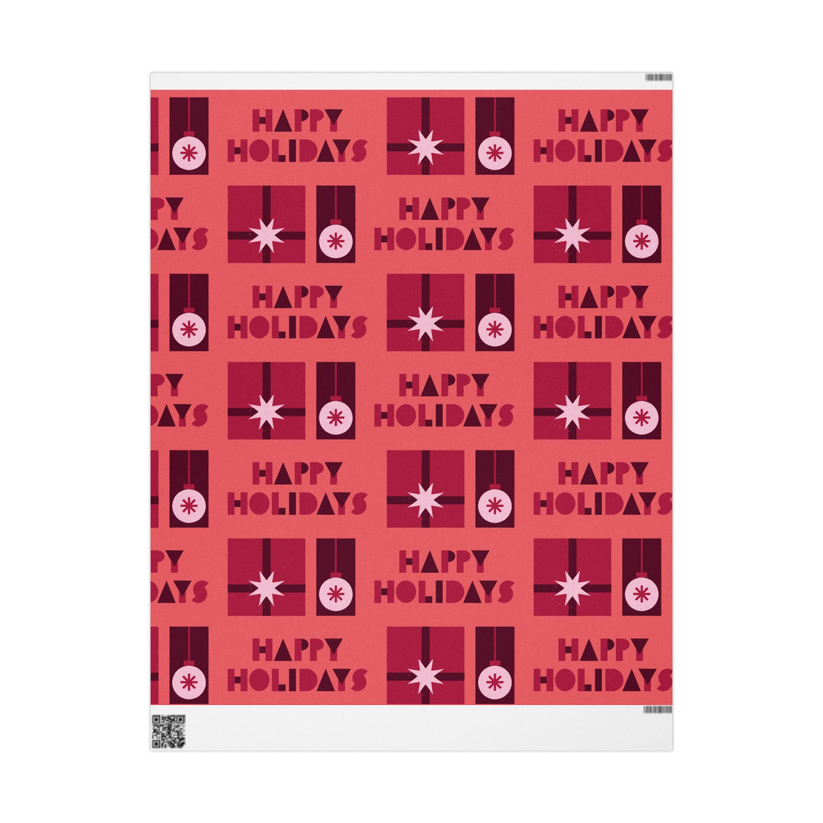 Happy Holidays Wrapping Paper — Retro Red Holiday Gift Wrap