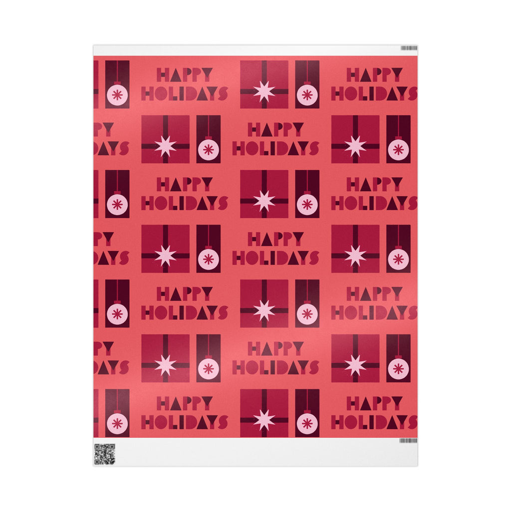 Happy Holidays Wrapping Paper — Retro Red Holiday Gift Wrap