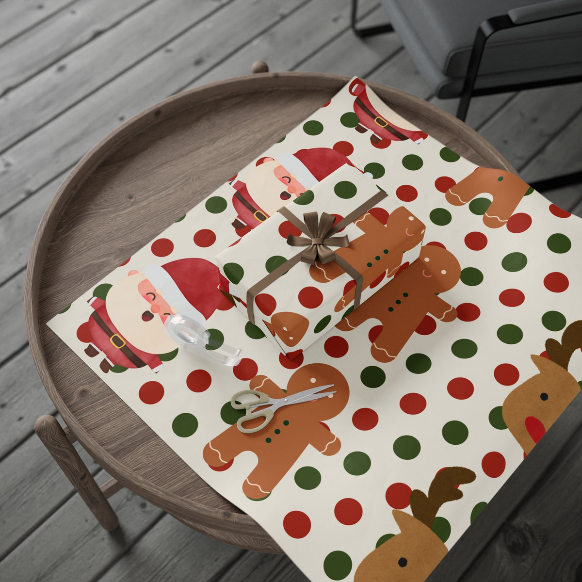 Santa Gingerbread Man & Reindeer Wrapping Papers