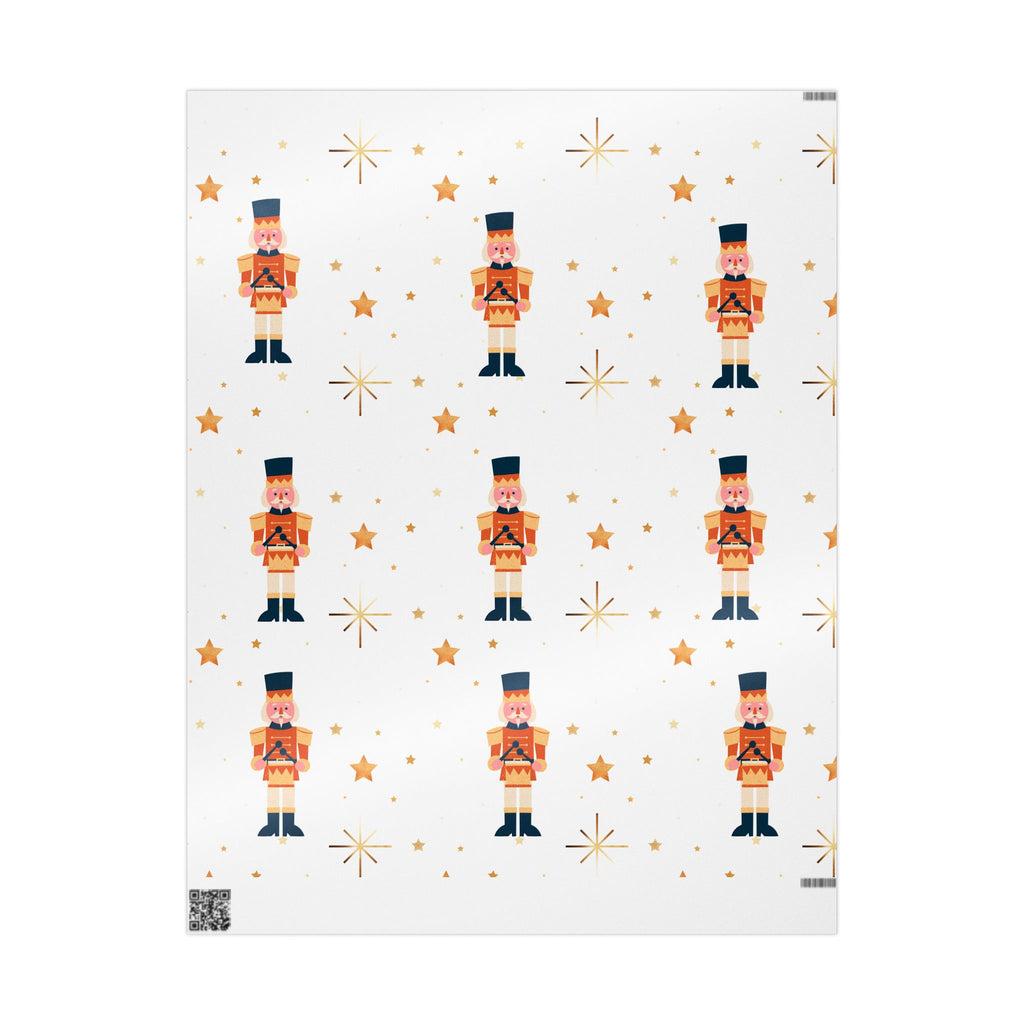 Nutcracker Pattern Wrapping Paper — Festive Holiday Gift Wrap with Gold Stars