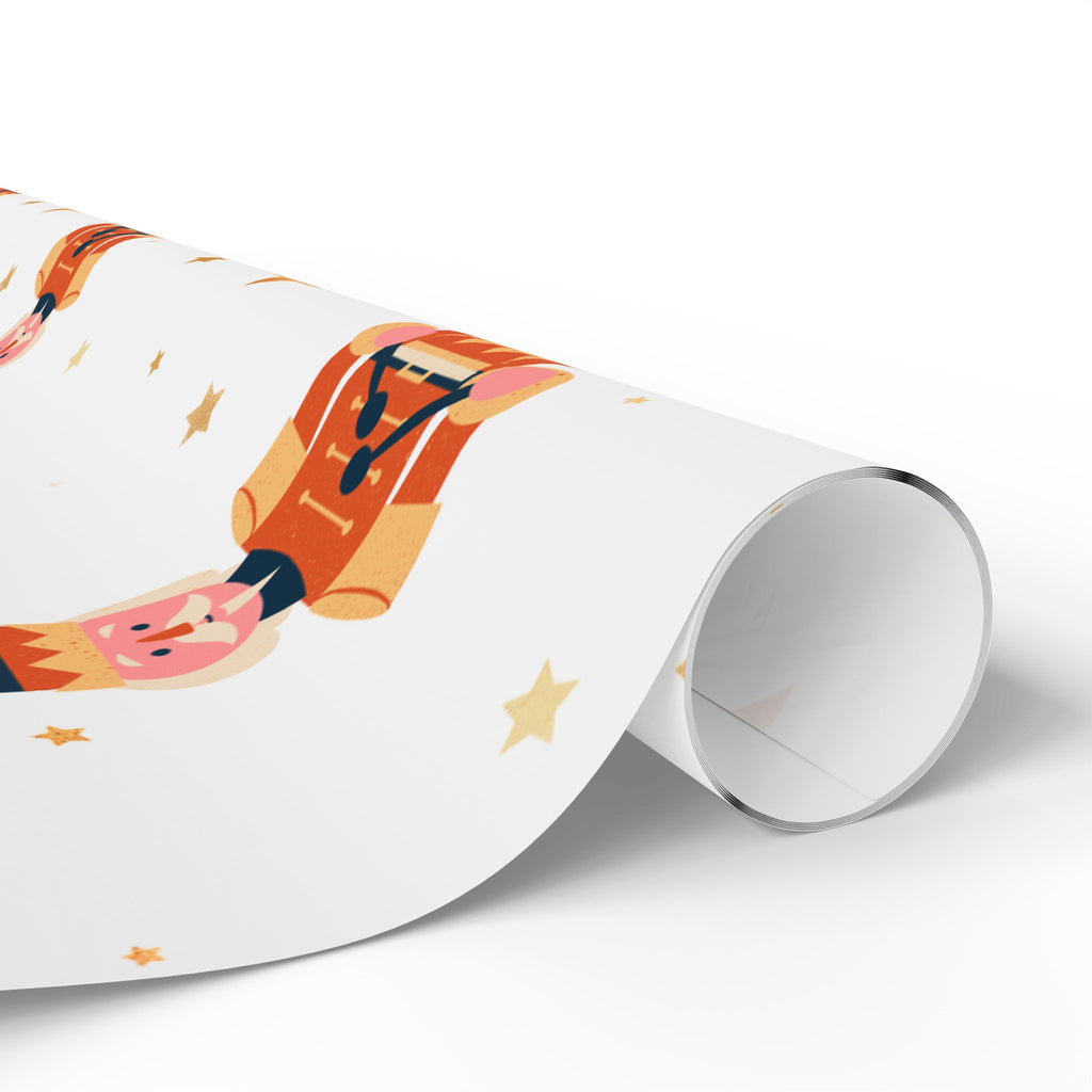 Nutcracker Pattern Wrapping Paper — Festive Holiday Gift Wrap with Gold Stars