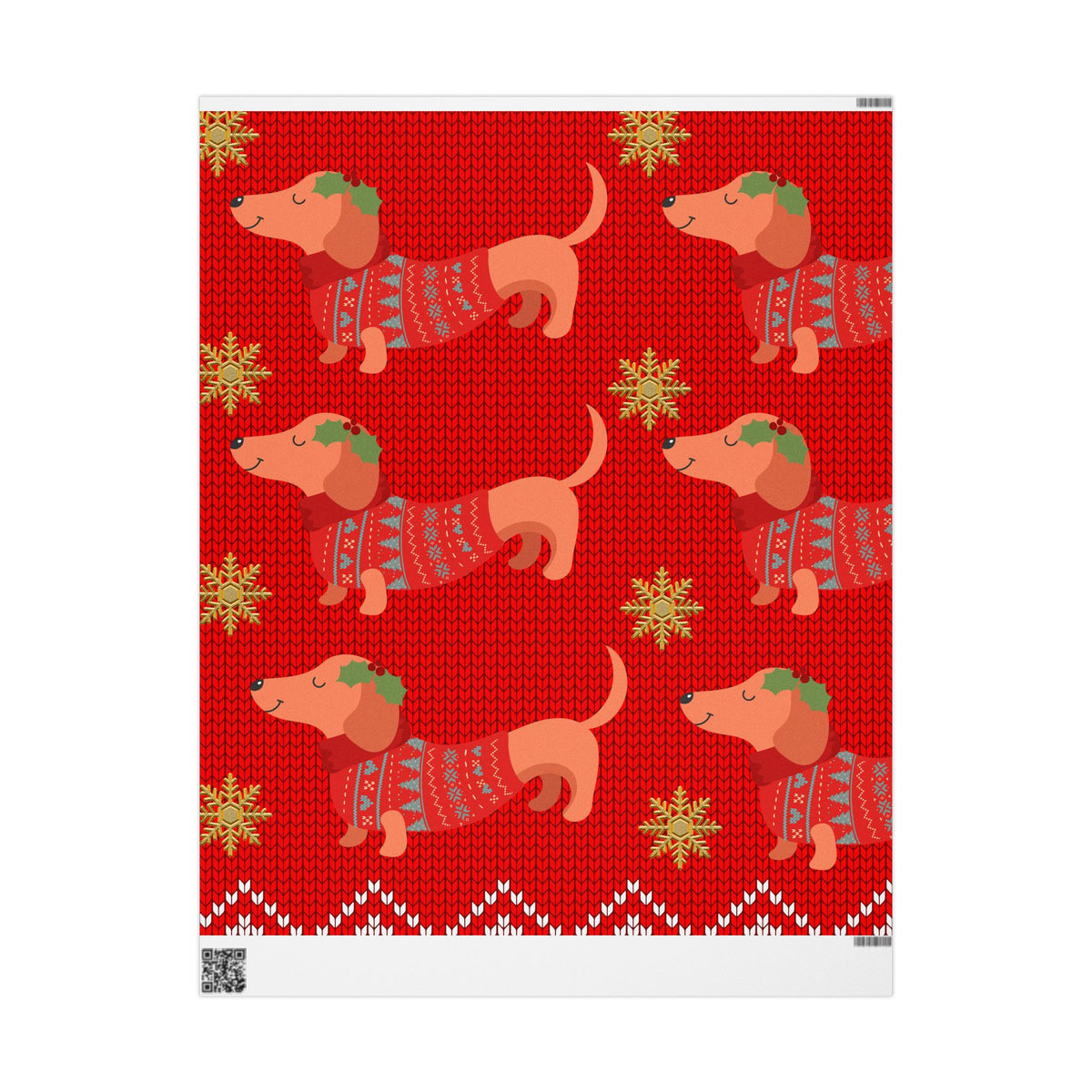Christmas Dachshund Wrapping Paper – Red Holiday Dog Print